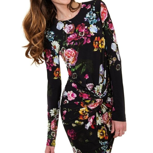 Ted Baker London Izzie Oil Painting Dress Floral Ruched Bodycon Size 4 H12695 - Picture 11 of 11